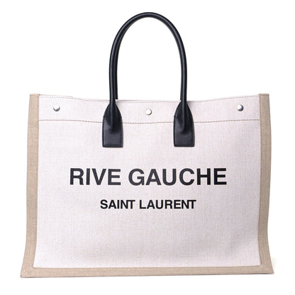 Saint Laurent Linen Calfskin Rive Gauche Tote Optic White 1 of 5
