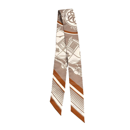 Hermes Silk Ex-Libris Twilly Beige White Caramel 2 of 4