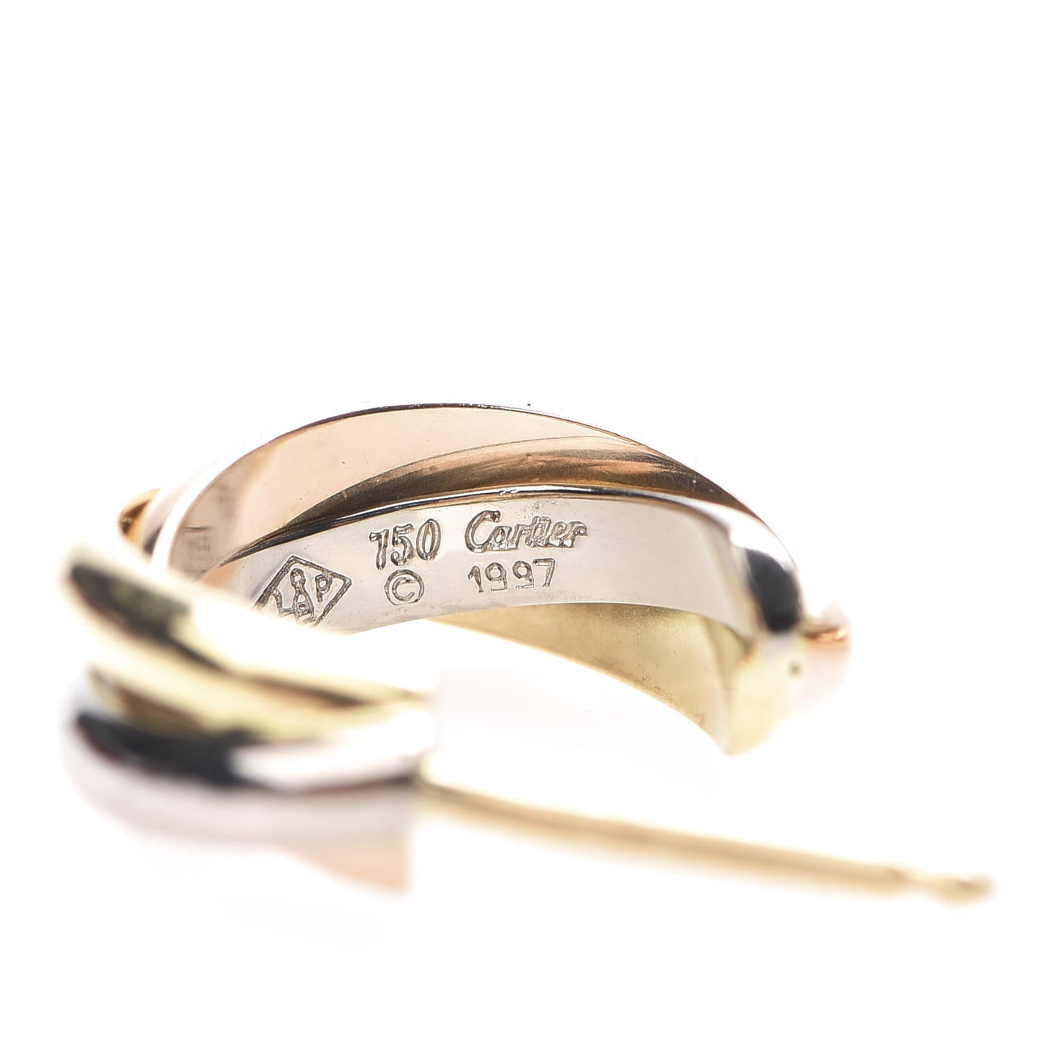 Cartier 18K Pink Yellow White Gold Small Trinity Hoop Earrings 4 of 4