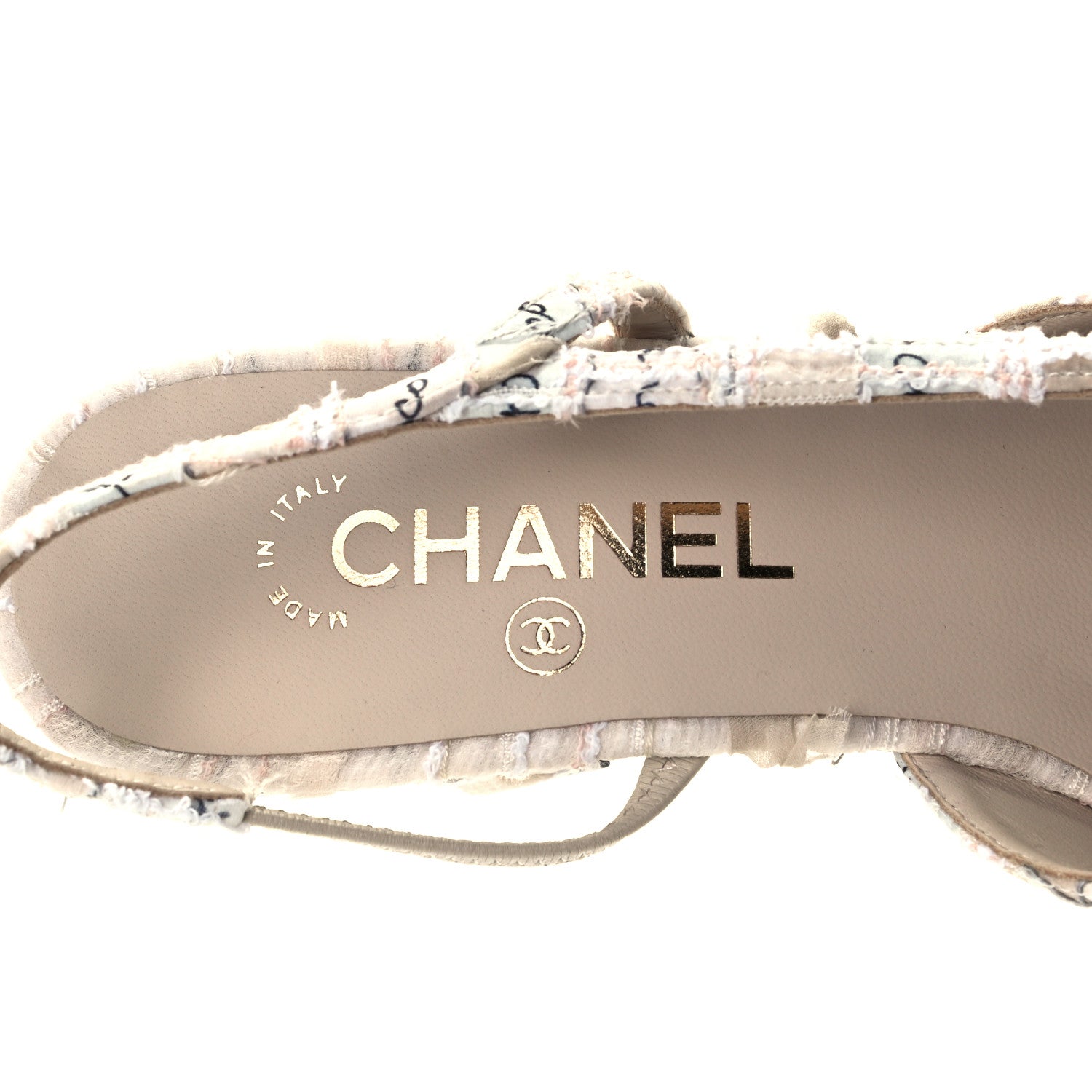 Chanel Tweed Lambskin Cap Toe CC Logo Slingback Pumps 39.5 Ivory Black 8 of 9
