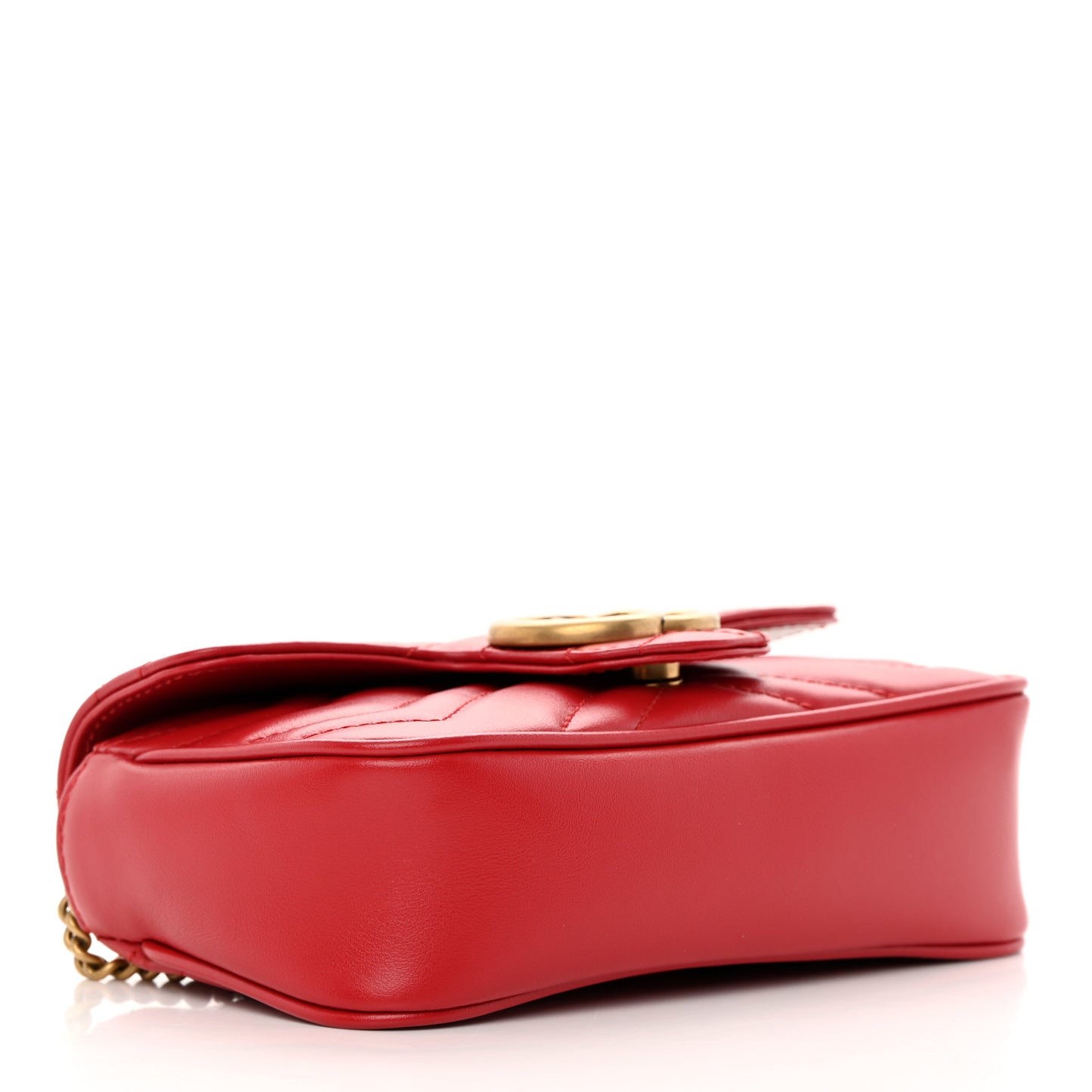 Calfskin Matelasse Super Mini GG Marmont Shoulder Bag Hibiscus Red