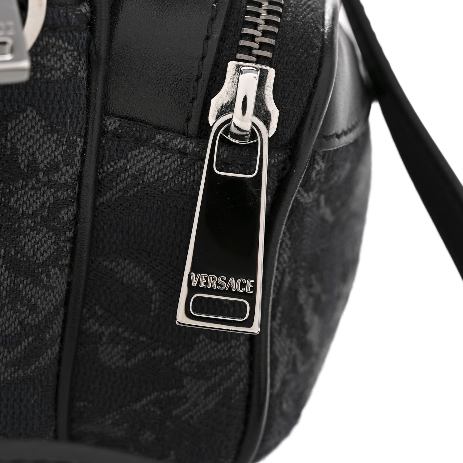 Versace Fabric Jacquard Calfskin Barocco Crossbody Bag Black 11 of 12