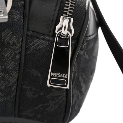 Versace Fabric Jacquard Calfskin Barocco Crossbody Bag Black 11 of 12