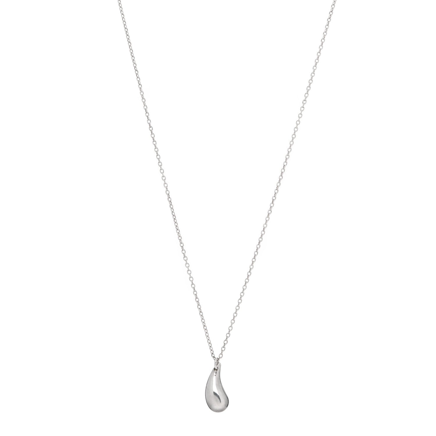 Tiffany Sterling Silver 12mm Elsa Peretti Tear Drop Pendant Necklace 1 of 6