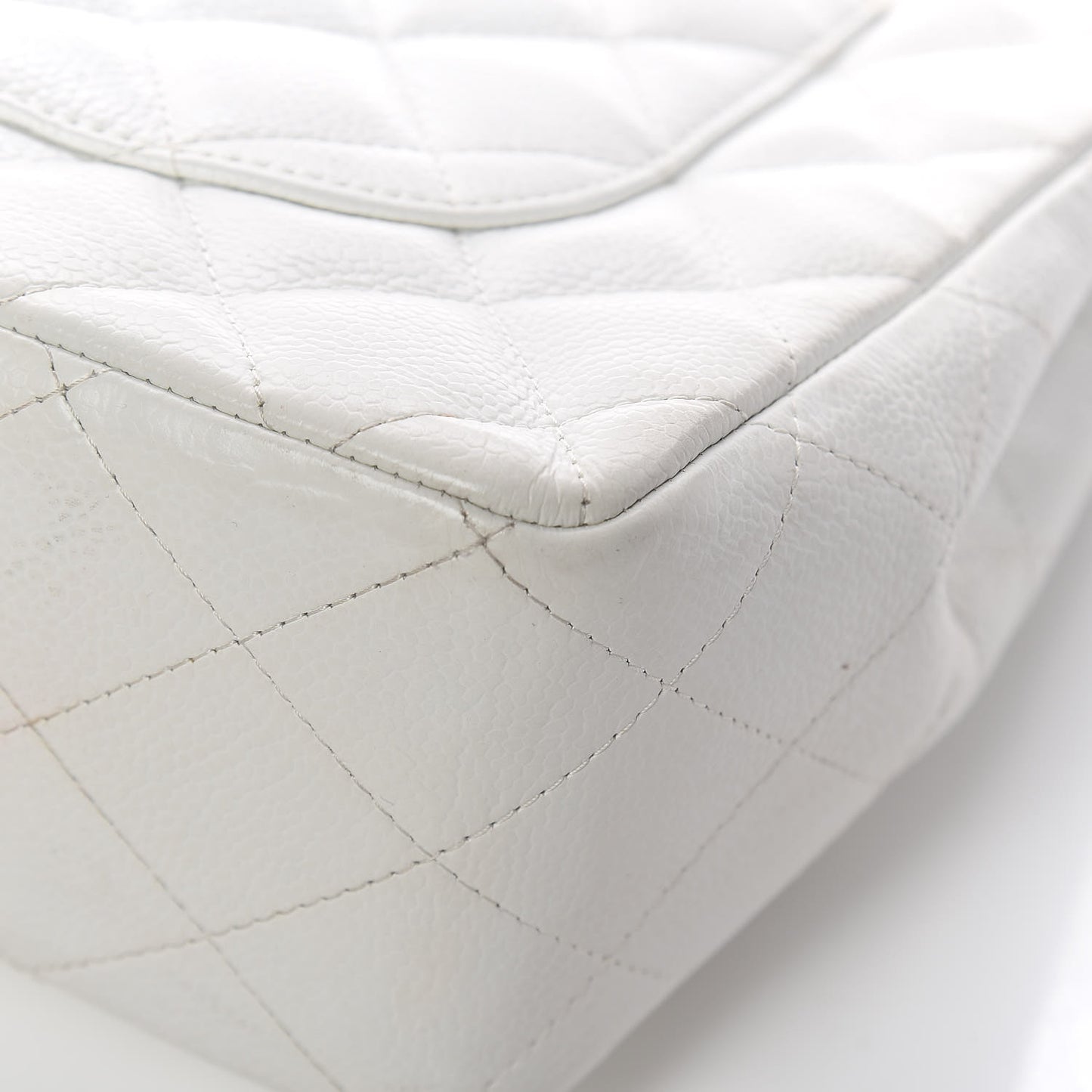 Caviar Quilted Jumbo Single Flap White