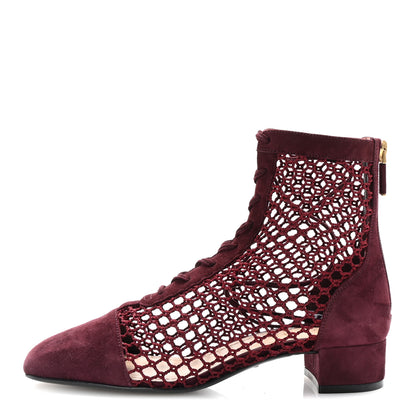 Christian Dior Suede Resille Naughtily-D 30mm Ankle Boots 35 Rouge Noir 1 of 10