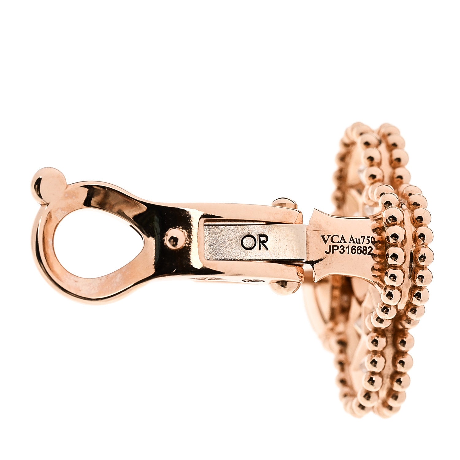 Van Cleef & Arpels 18K Rose Gold Diamond Vintage Alhambra Earrings 5 of 6