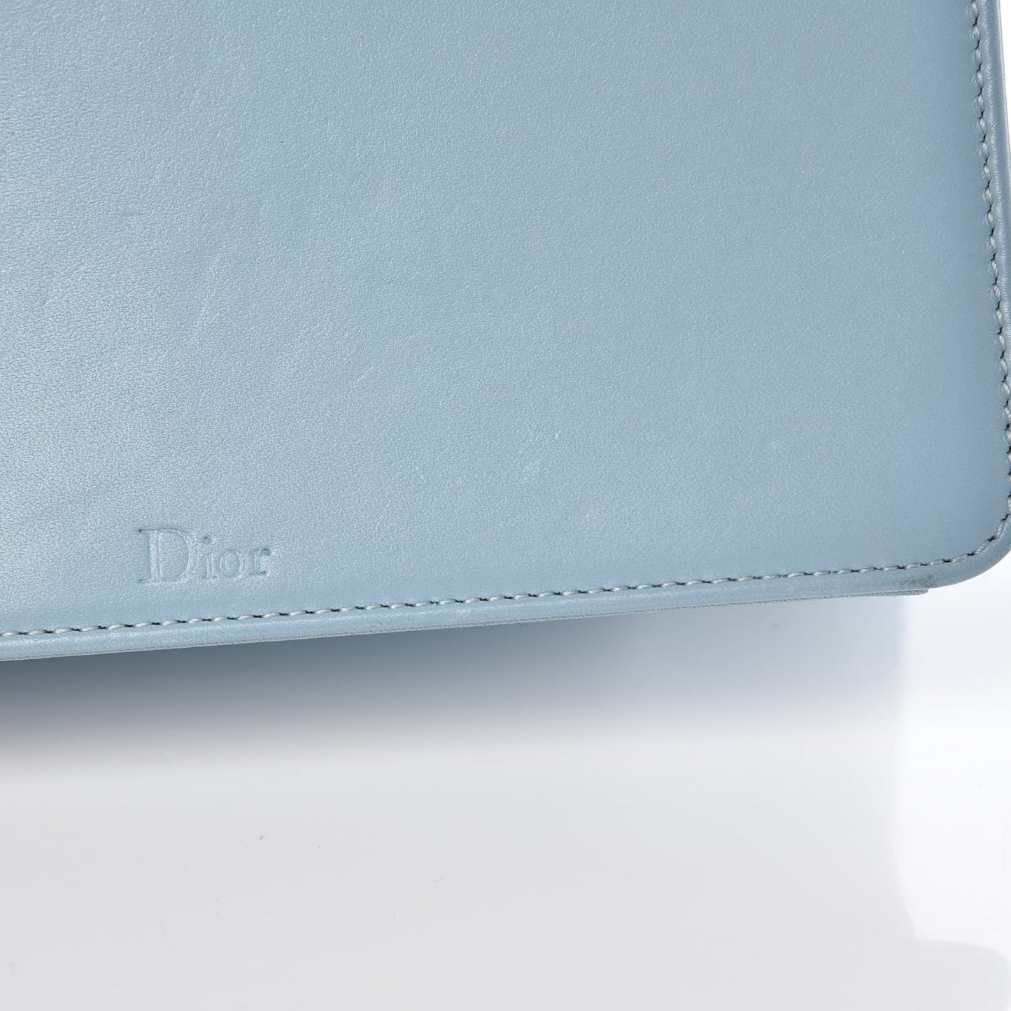 Glossy Calfskin Shagreen Badge Diorama Club Bag Ice Blue