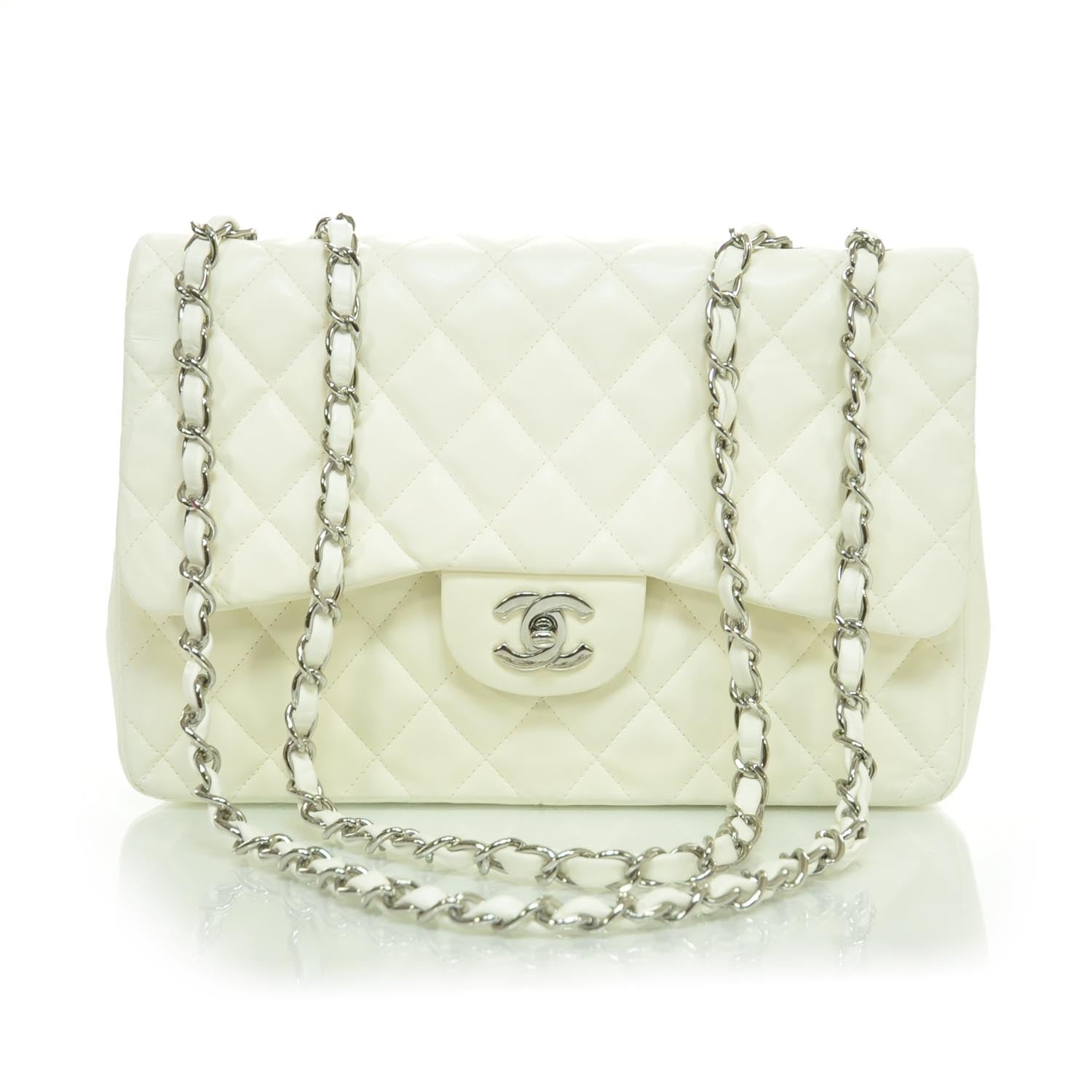 Chanel Lambskin Quilted Jumbo Flap White 1 of 10