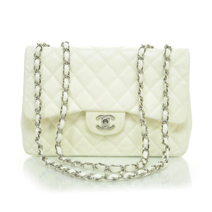 Chanel Lambskin Quilted Jumbo Flap White 1 of 10