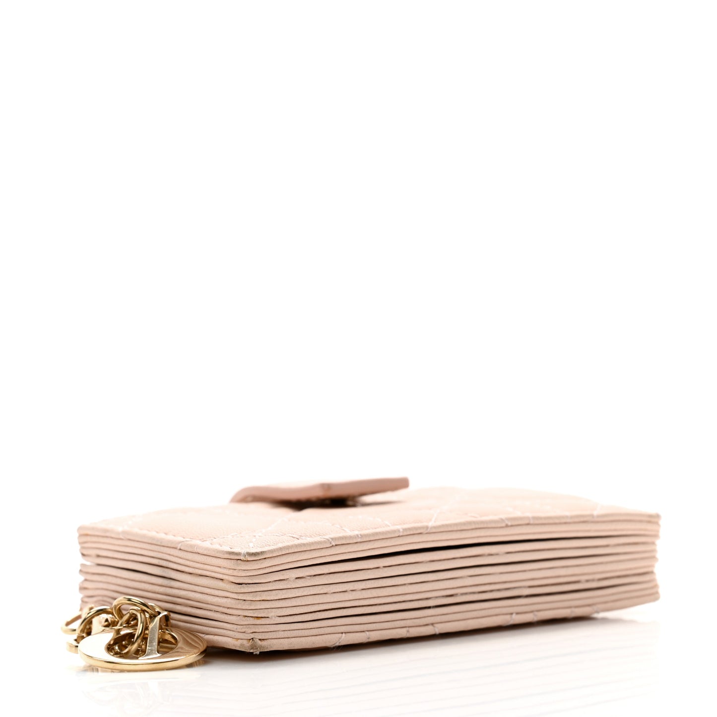 Lambskin Cannage Lady Dior 5-Gusset Card Holder Light Pink