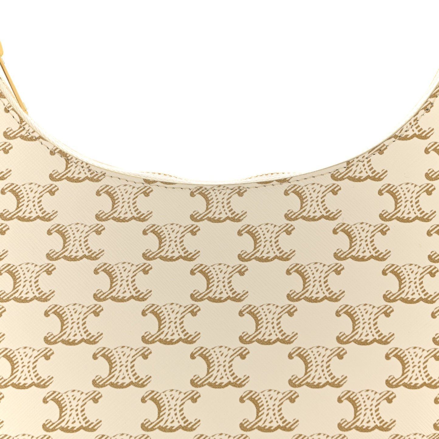 Canvas Calfskin Ava Triomphe Shoulder Bag White