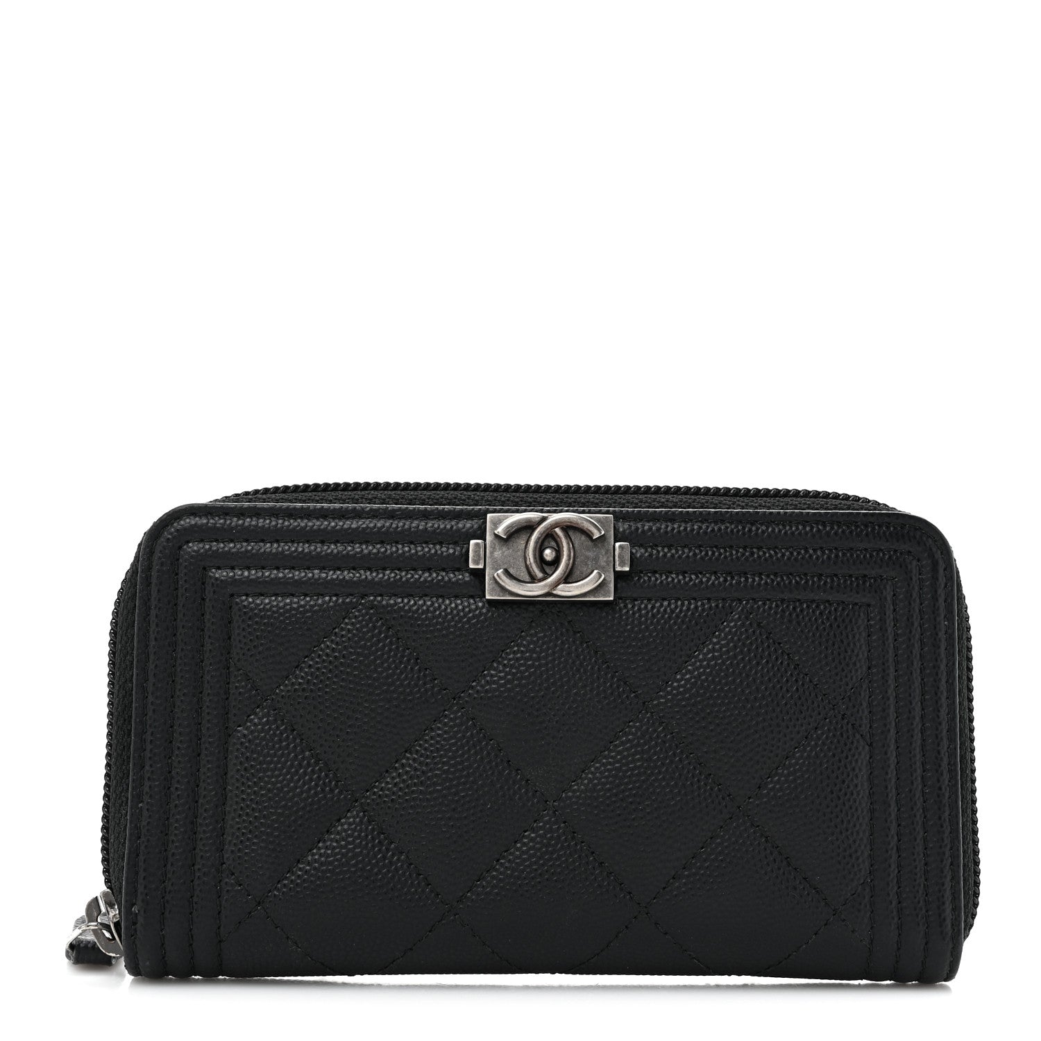 Chanel Caviar Quilted Small Boy Zip Around Wallet Black 1 of 9