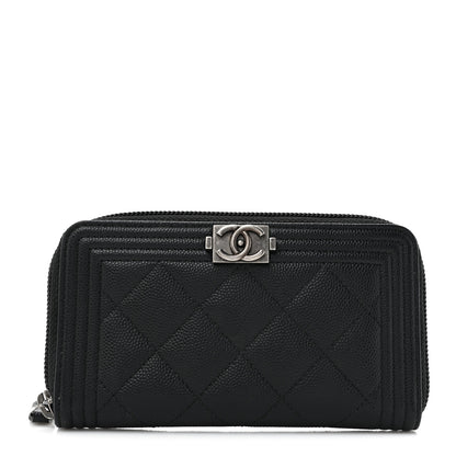 Chanel Caviar Quilted Small Boy Zip Around Wallet Black 1 of 9
