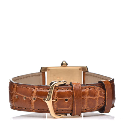Cartier 18K Yellow Gold Alligator 25mm Tank Francaise Quartz Watch Brown 4 of 8