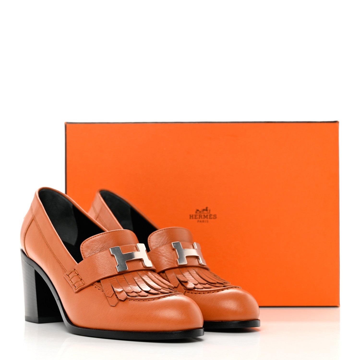 Hermes Calfskin Womens Elysee 70 Moccasin Loafer Pumps 38 Natural 8 of 8