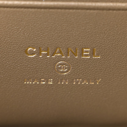 Chanel Calfskin Lizard Embossed Top Handle Vanity With Chain Dark Khaki 6 of 11