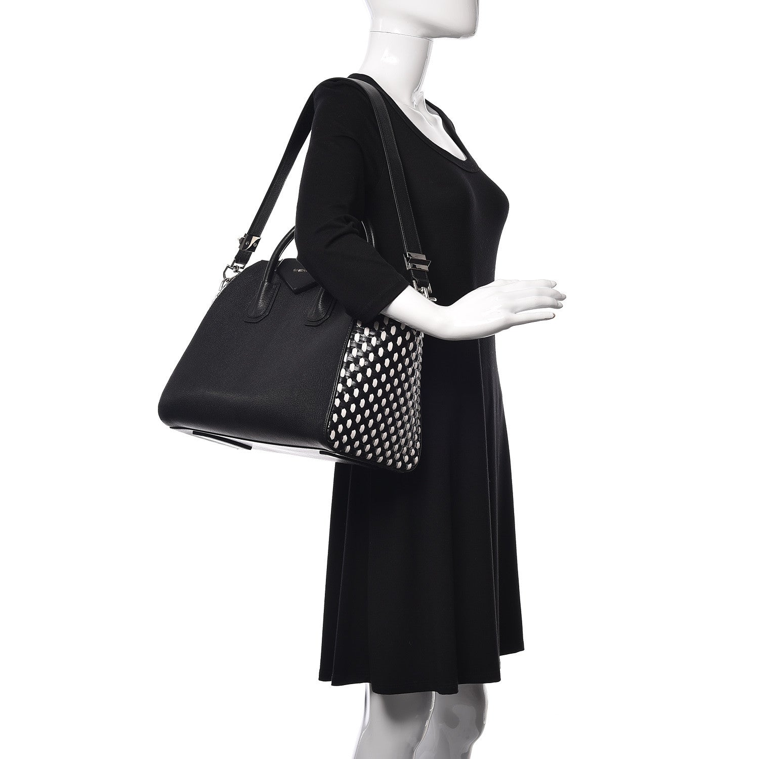 Givenchy Sugar Goatskin Woven Medium Antigona Black White 2 of 10
