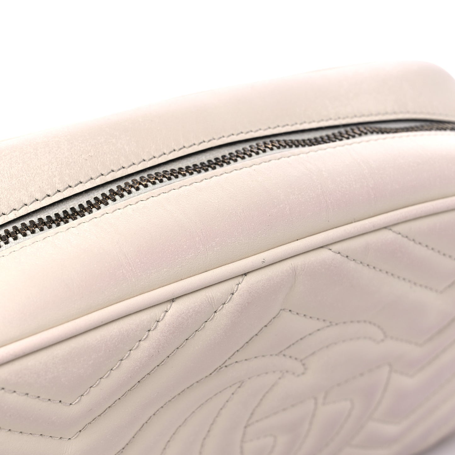 Calfskin Matelasse Small GG Marmont Chain Shoulder Bag White