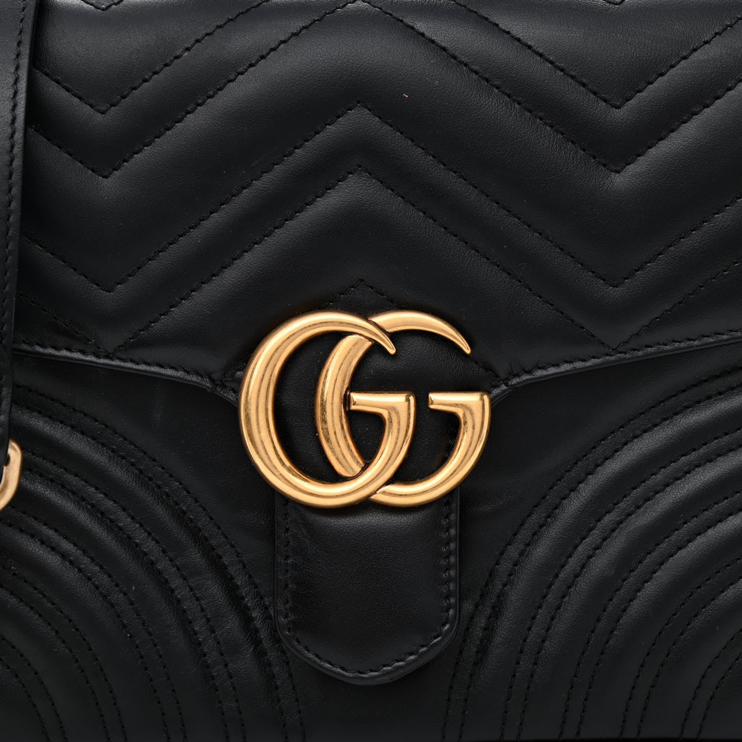 Gucci Calfskin Matelasse Small GG Marmont Top Handle Shoulder Bag Black 8 of 14
