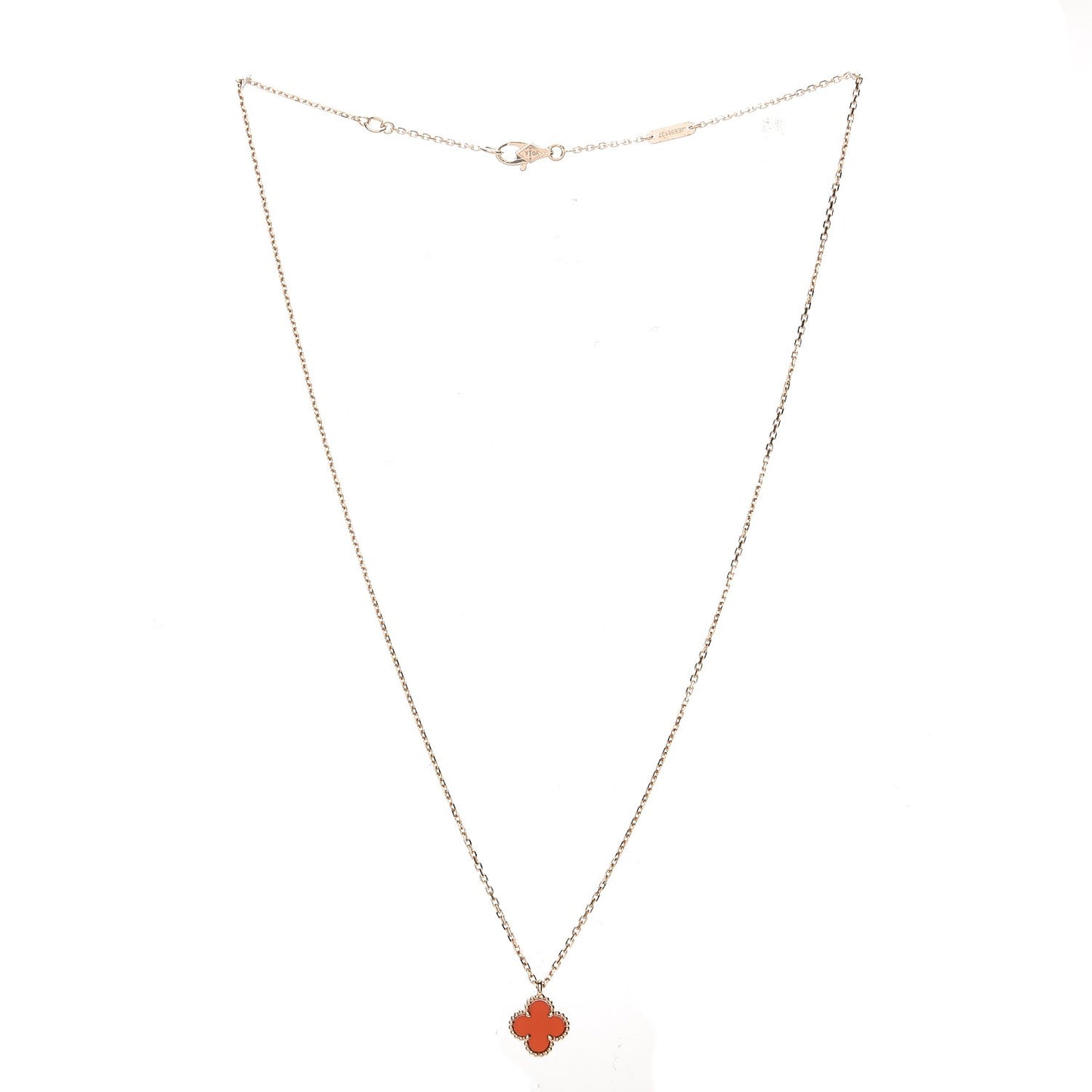 18K Rose Gold Carnelian Sweet Alhambra Pendant Necklace