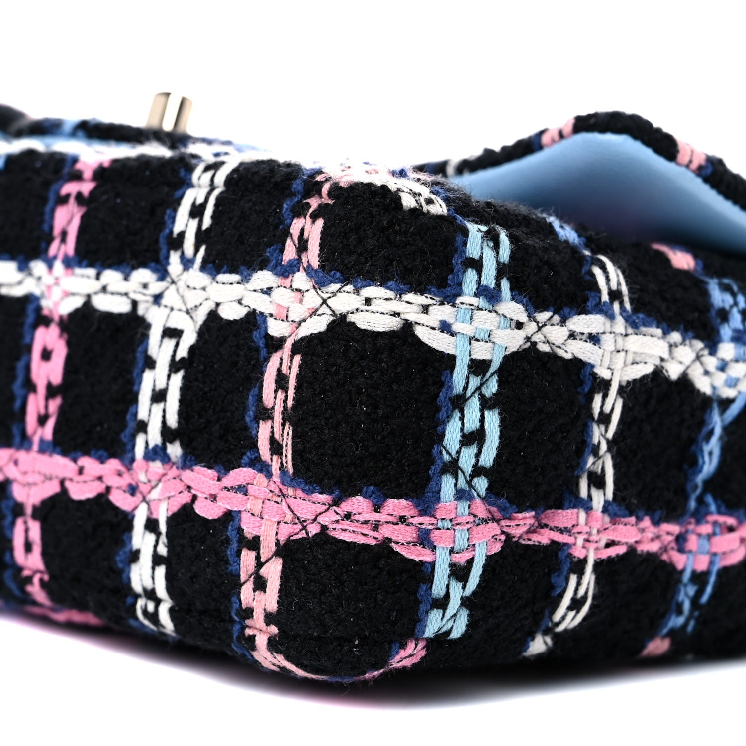 Chanel Tweed Quilted Mini Rectangular Flap Black Pink Blue Ecru 9 of 10