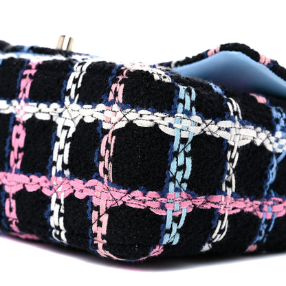 Chanel Tweed Quilted Mini Rectangular Flap Black Pink Blue Ecru 9 of 10