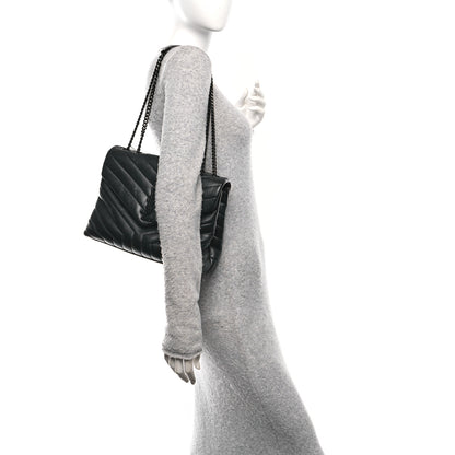 Saint Laurent Calfskin Y Quilted Monogram Monochrome Medium Loulou Chain Satchel Black 2 of 11