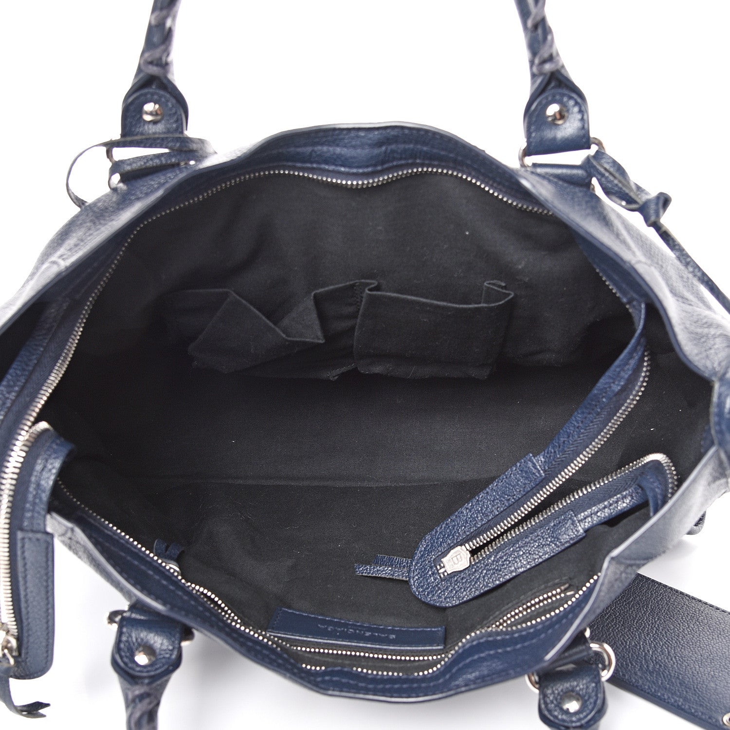Balenciaga Chevre Silver Metallic Edge Hardware City Bleu Nuit Dark Sea 4 of 10