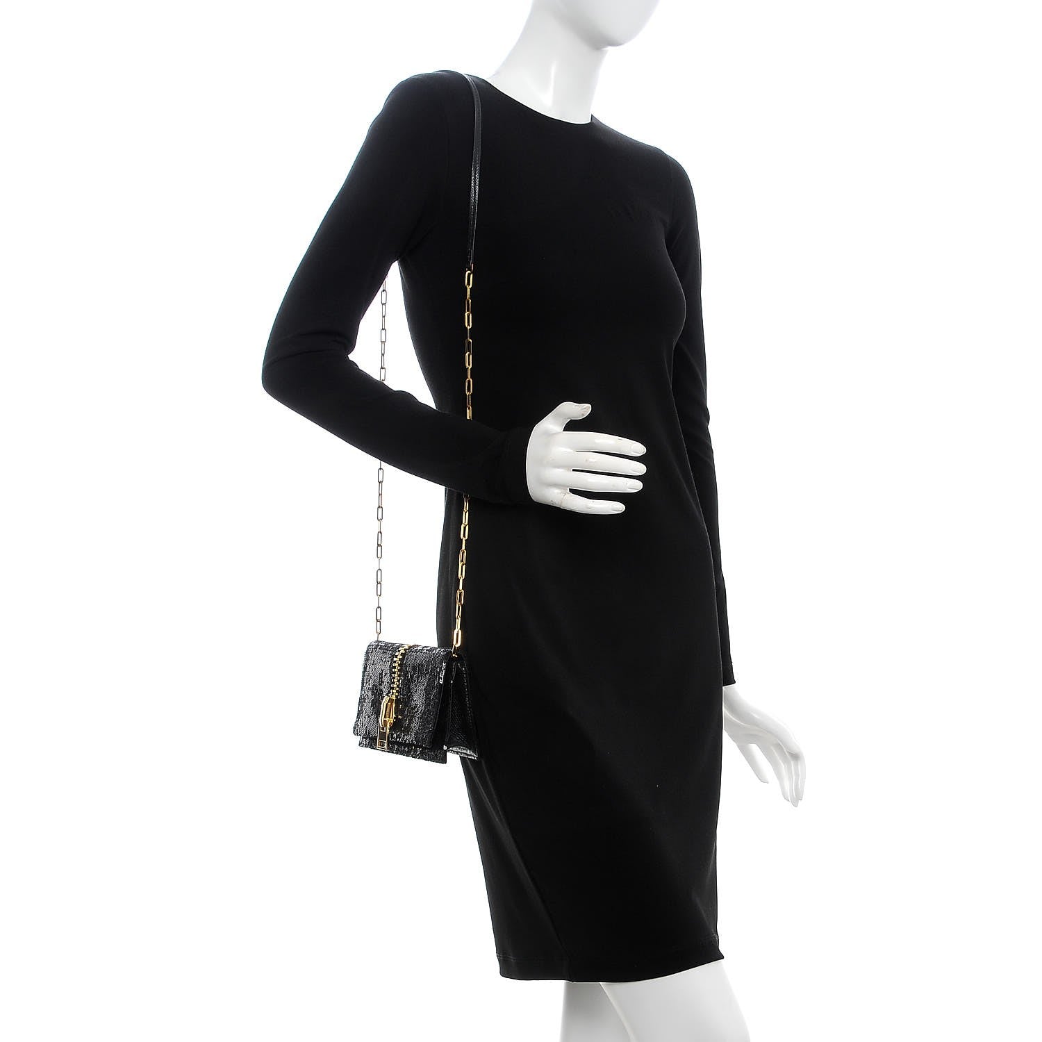 Tom Ford Sequin Snakeskin Sedgwick Zip Clutch Bag Black 2 of 8