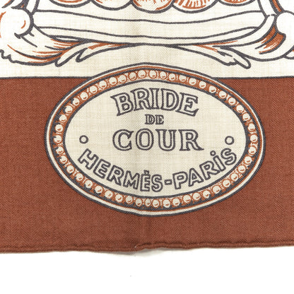Hermes Cashmere Silk Bride De Cour Remix Scarf 140 Cacao Naturel Black 2 of 5
