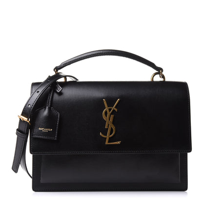 Saint Laurent Smooth Calfskin Medium Monogram Sunset Satchel Black 1 of 11