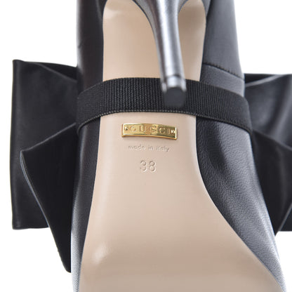 Gucci Nappa Removable Bow Elaisa Platform High Heel Pumps 38 Black 8 of 11