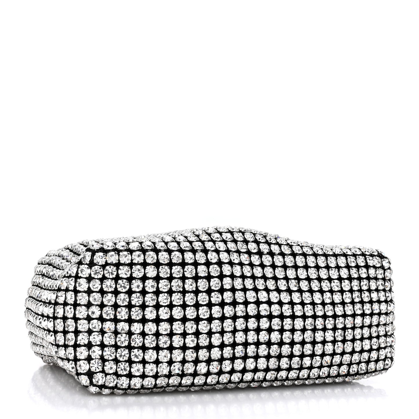 Mesh Crystal Rhinestone Mini Heiress Pouch Black Silver