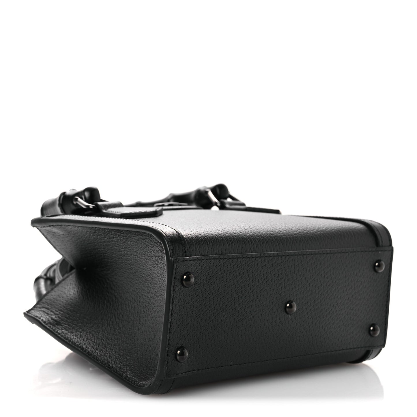 Textured Dollar Calfskin Web Monochrome Mini Diana Tote Bag Black