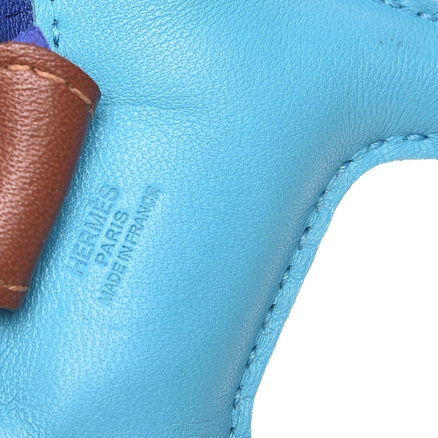 Milo Lambskin Grigri Rodeo Horse Bag Charm PM Bleu Azteque Bleu Electrique Fauve
