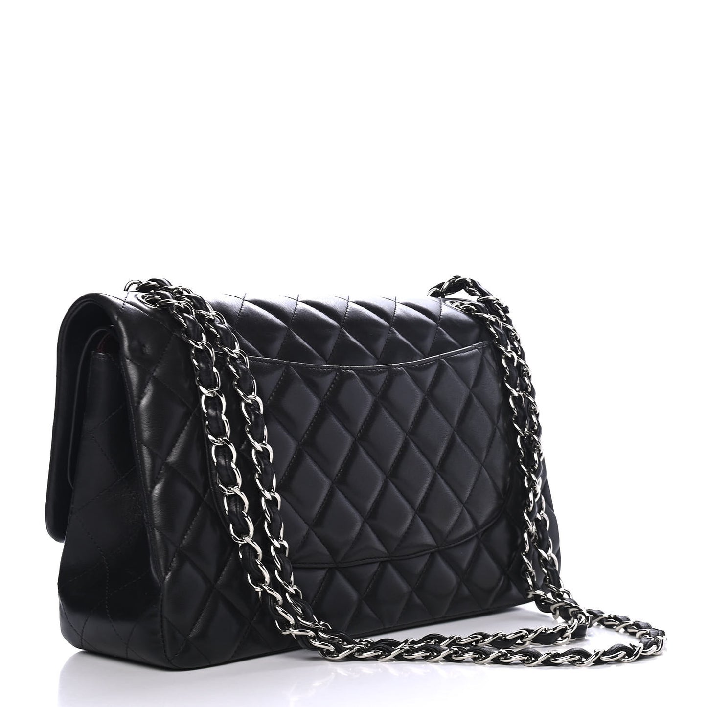 Lambskin Quilted Jumbo Double Flap Black