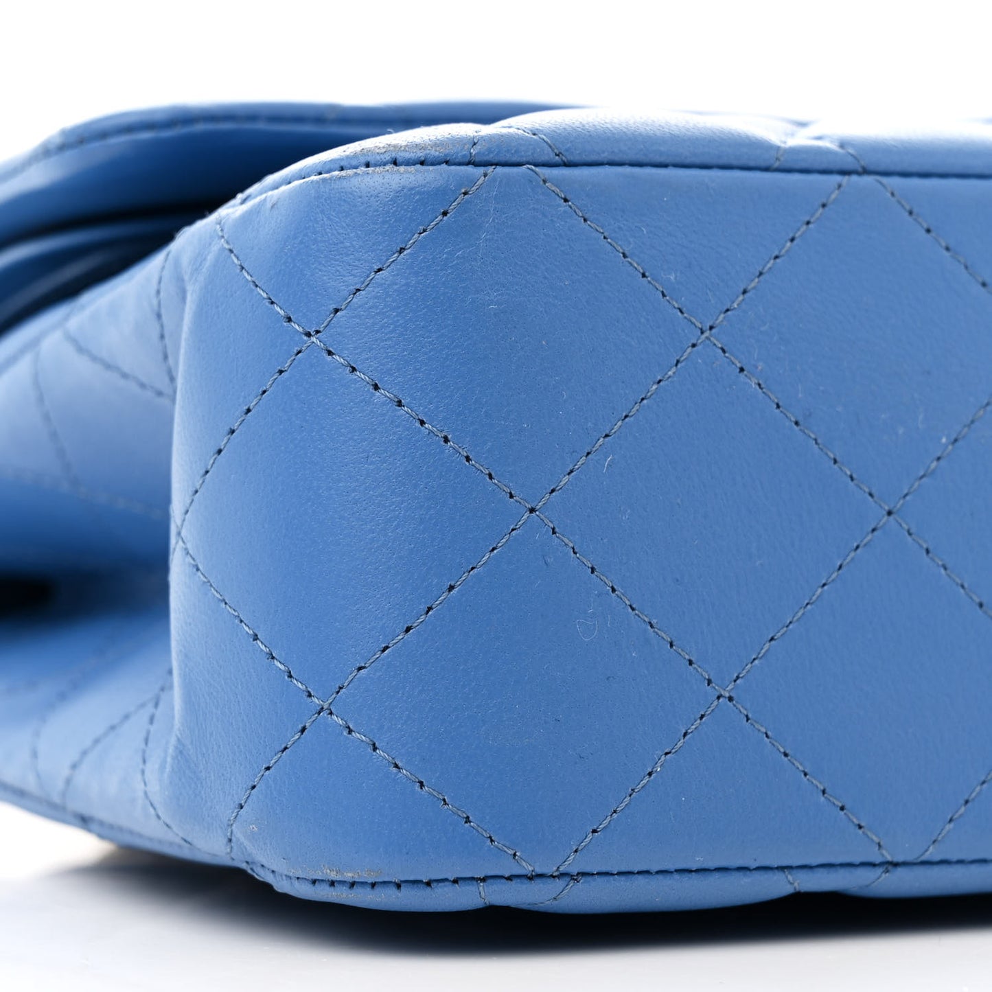 Lambskin Quilted Medium Double Flap Blue