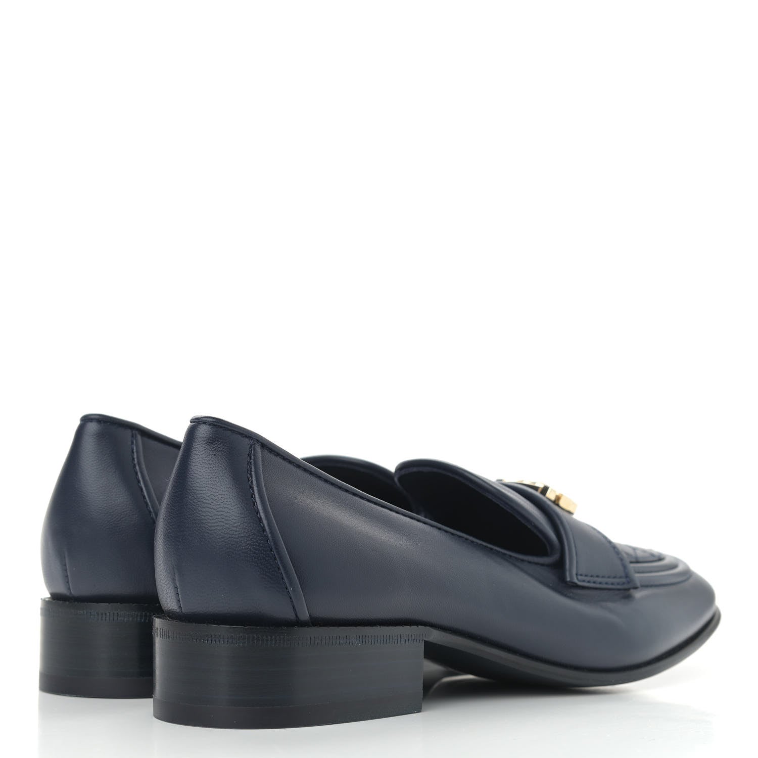 Chanel Lambskin Quilted Womens CC Loafers 37 Navy 4 of 12