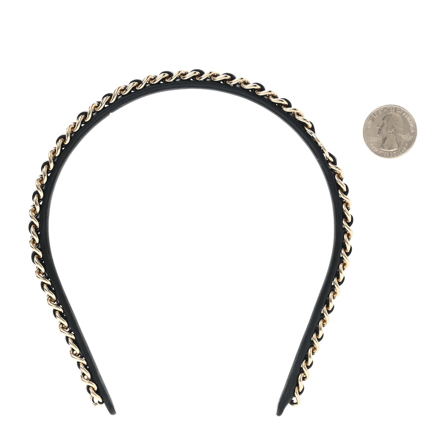 Chanel Lambskin Metal CC Chain Headband Black Gold 2 of 5