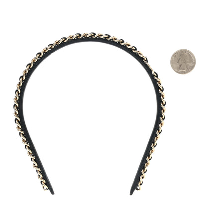 Chanel Lambskin Metal CC Chain Headband Black Gold 2 of 5