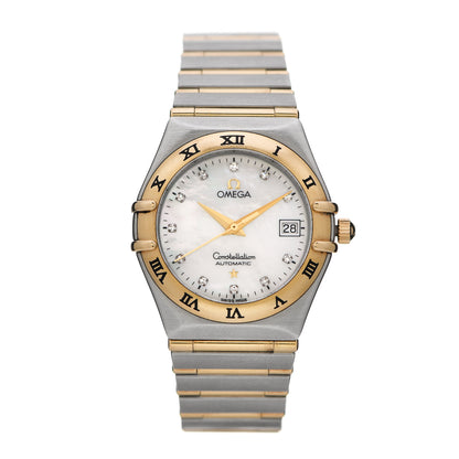 Omega Stainless Steel 18K Yellow Gold Diamond Mother of Pearl 27mm Constellation Automatic Watch 1282.75.00 1 of 4