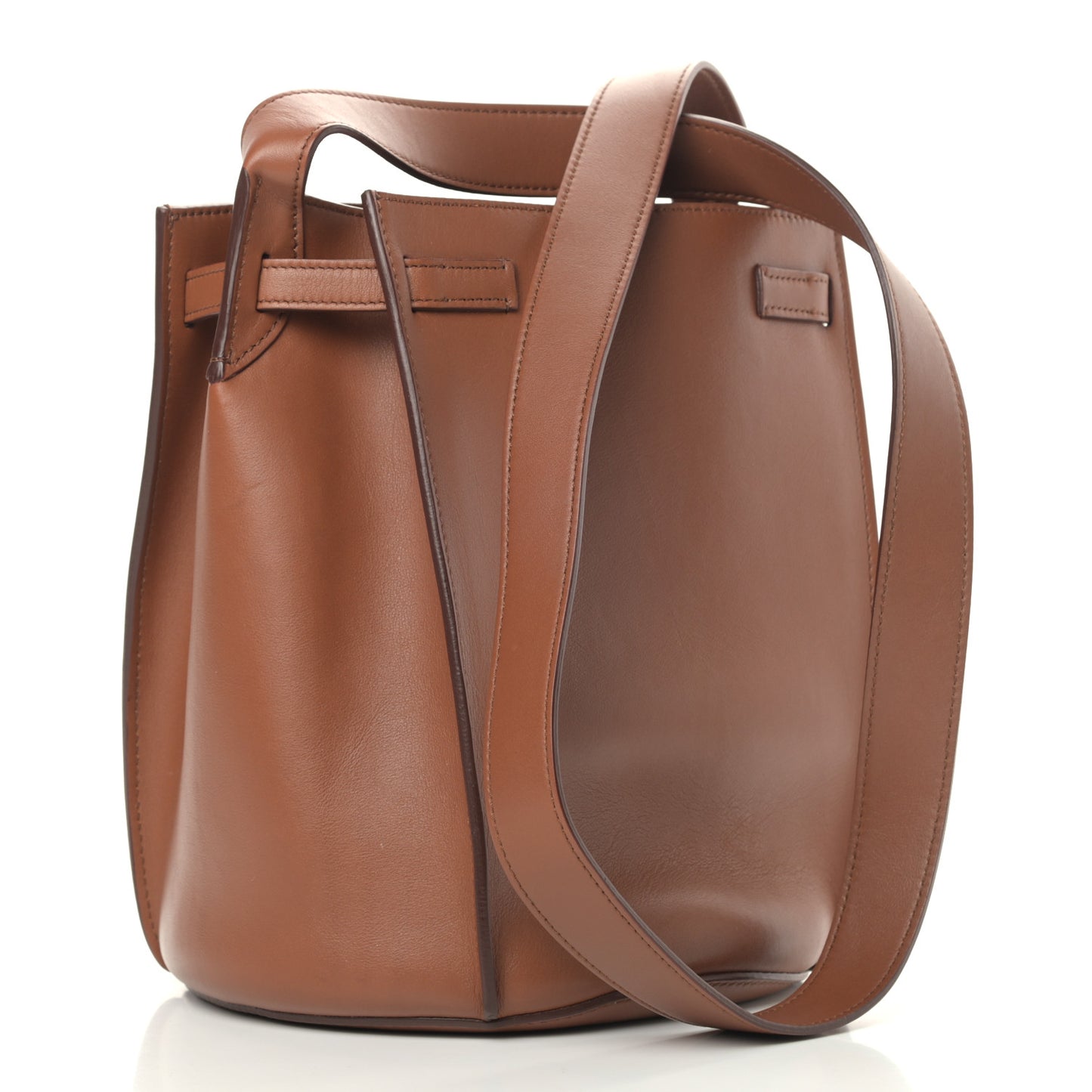 Smooth Calfskin Long Strap Big Bucket Bag Tan
