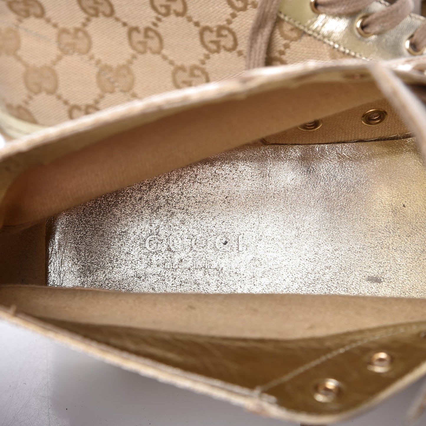 Monogram High Top Sneakers 39.5 Gold