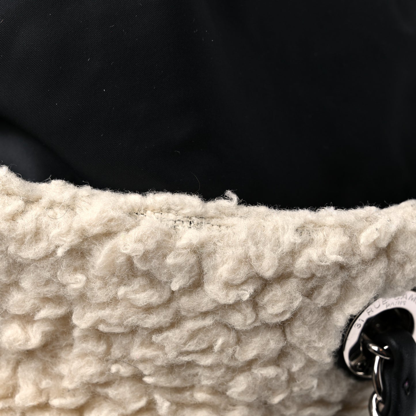 Wool Nylon Quilted Coco Neige Tote Black Ecru