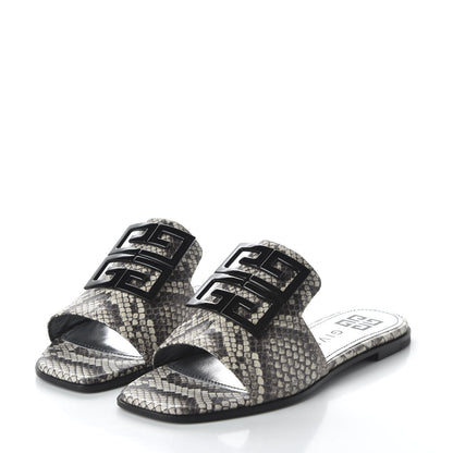 Givenchy Calfskin Python Print 4G Flat Sandals 35.5 Stone Grey 3 of 9