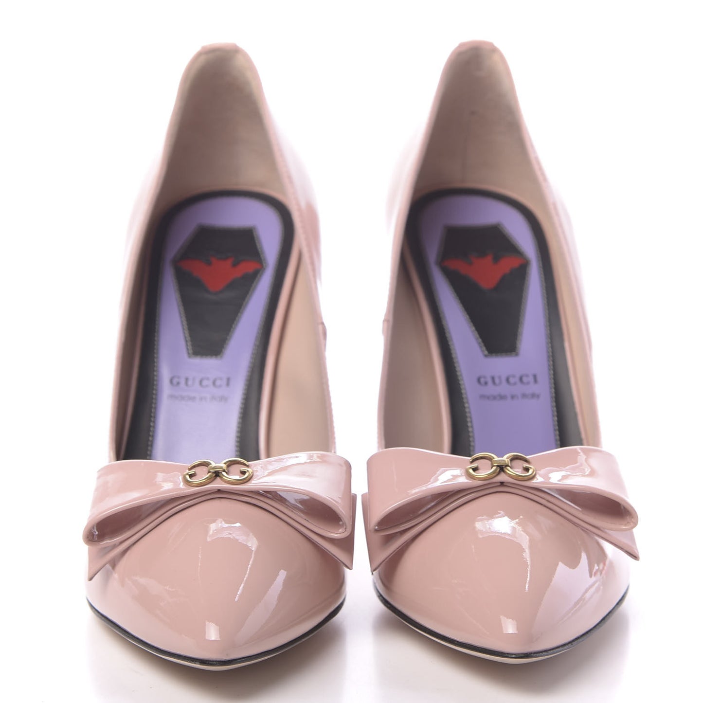Patent GG Bow Sadie Spike High Heel Pumps 38 Perfect Pink