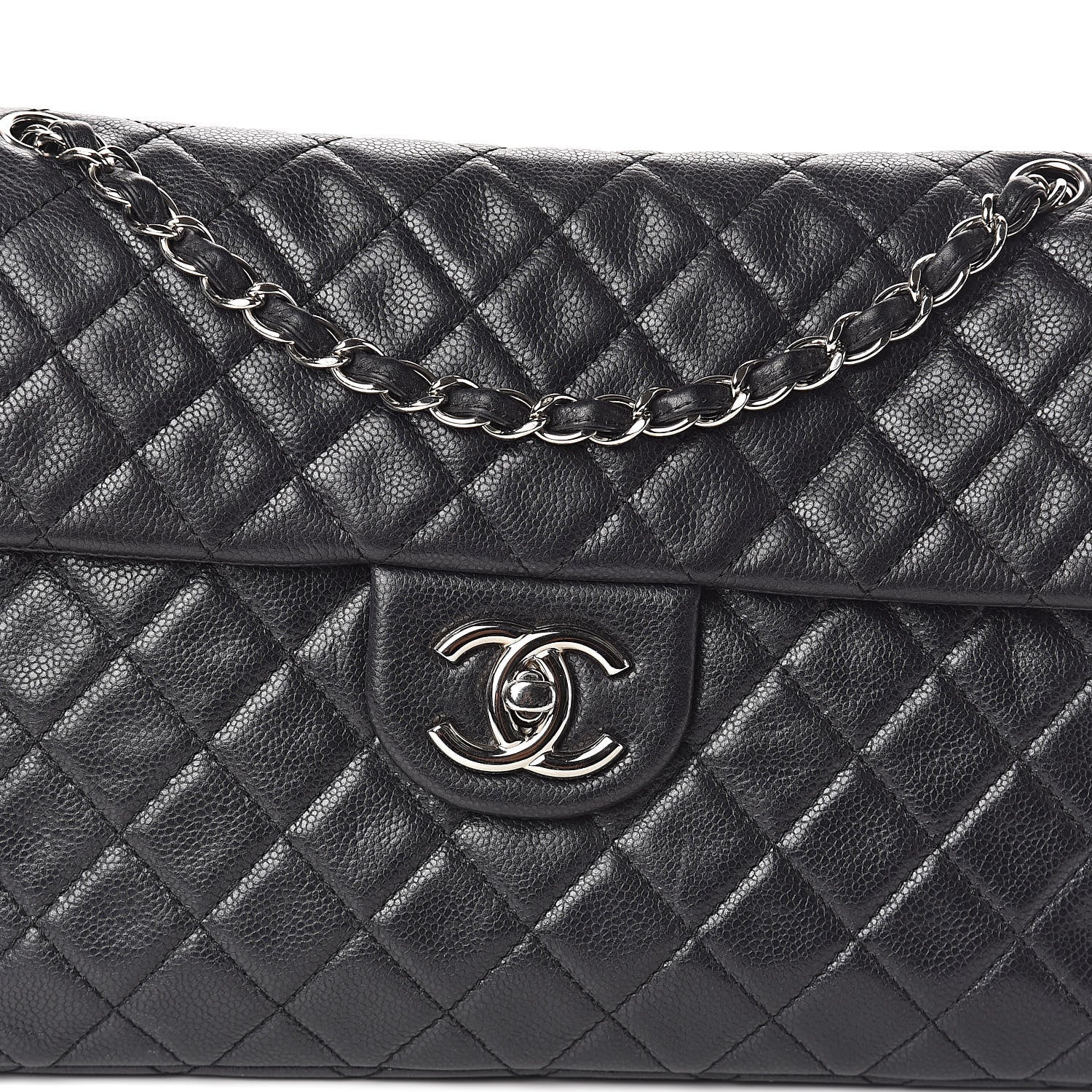 Chanel Washed Caviar Quilted Maxi Single Flap Black 8 of 10