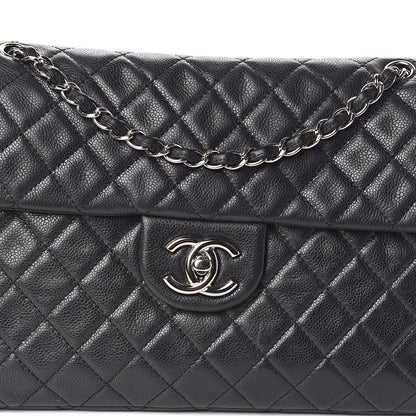 Chanel Washed Caviar Quilted Maxi Single Flap Black 8 of 10