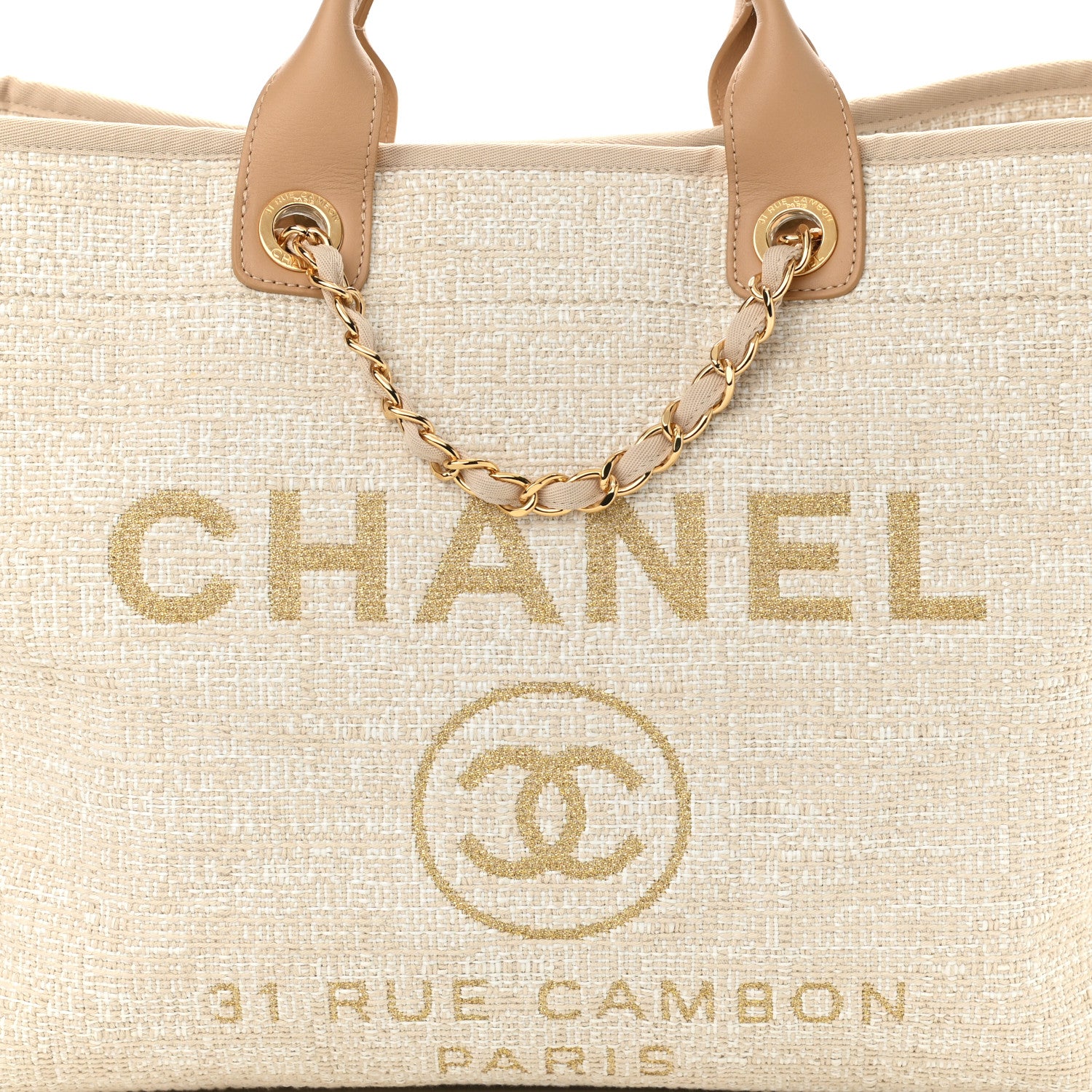 Chanel Canvas Large Deauville Tote Light Beige 8 of 10